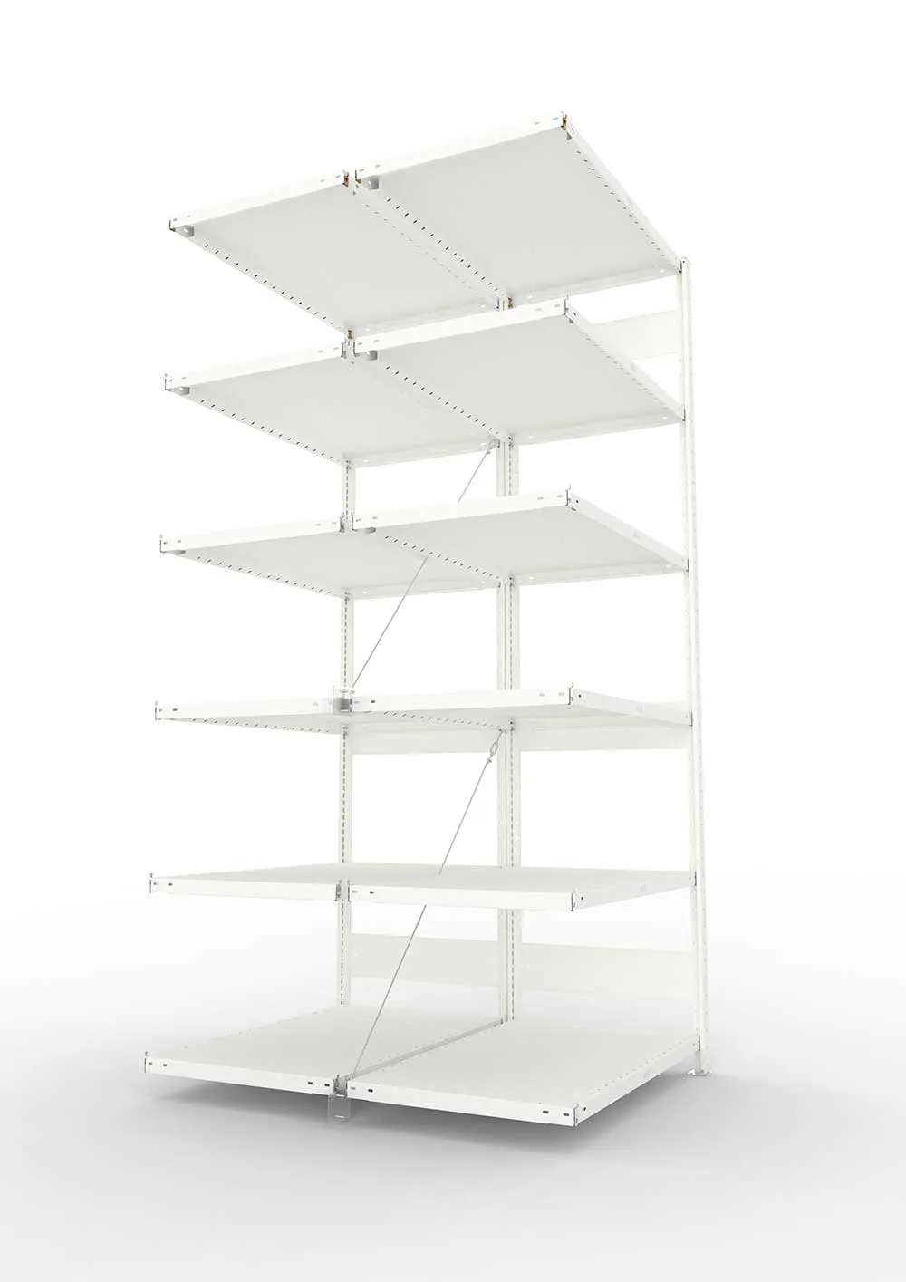 Metallregal Pro-Max Stecksystem Doppelanbauregal – 250×100×60 cm, 230 kg, RAL 7035