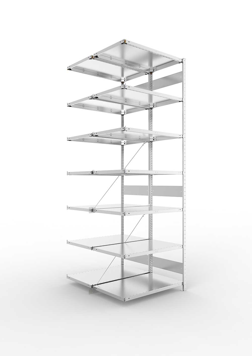 Metallregal Pro-Max Stecksystem Doppelanbauregal – 300×100×60 cm, 150 kg, verzinkt