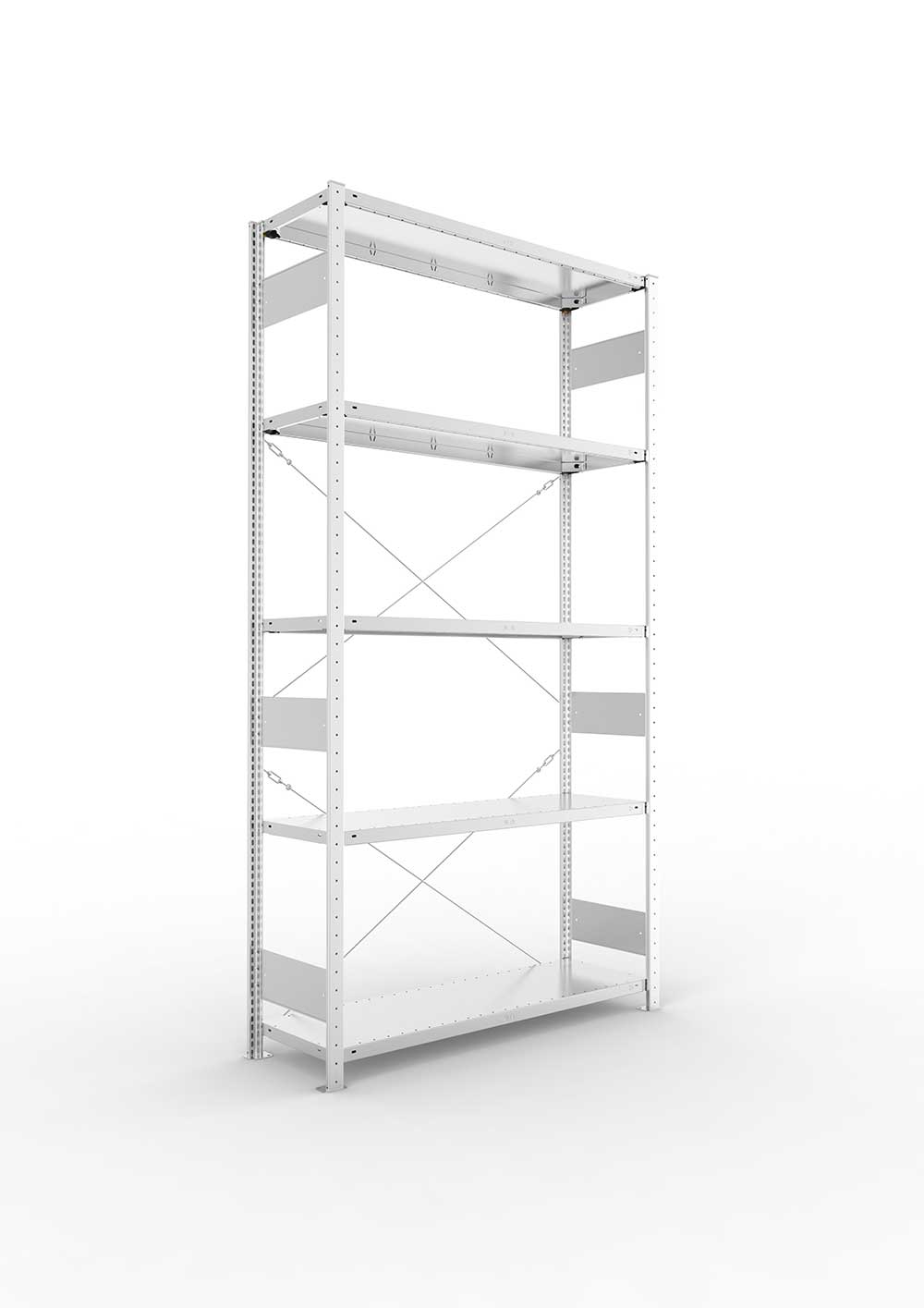 Metallregal Pro-Flex Stecksystem Grundregal – 250×130×40 cm, 230 kg, verzinkt, 5 Böden