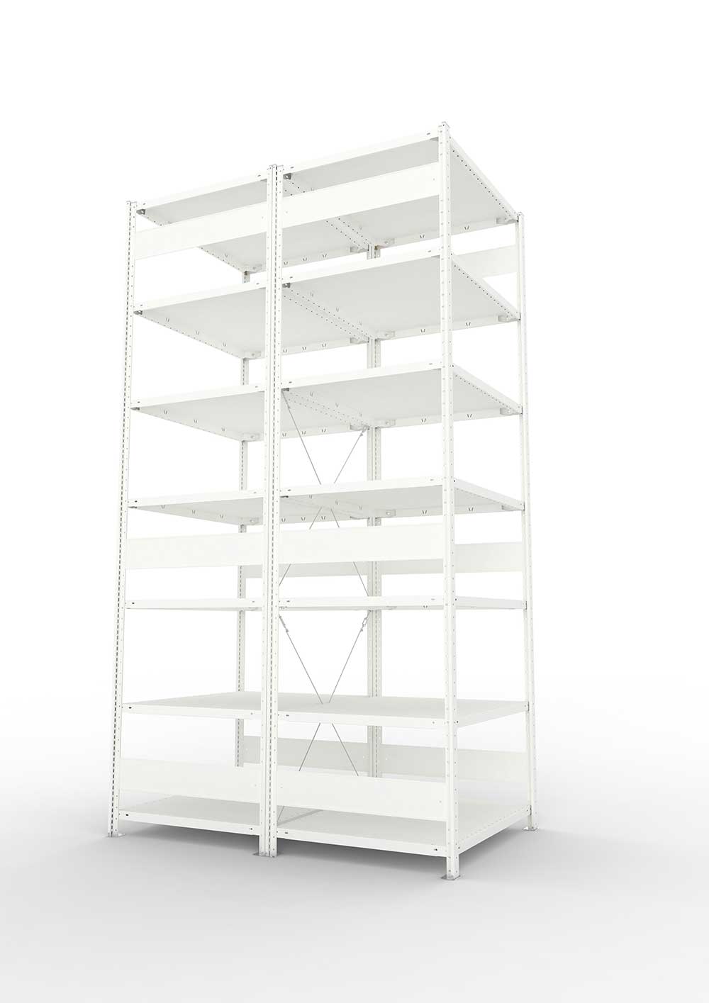 Metallregal Pro-Max Stecksystem Doppelgrundregal – 300×100×80 cm, 230 kg, RAL 7035