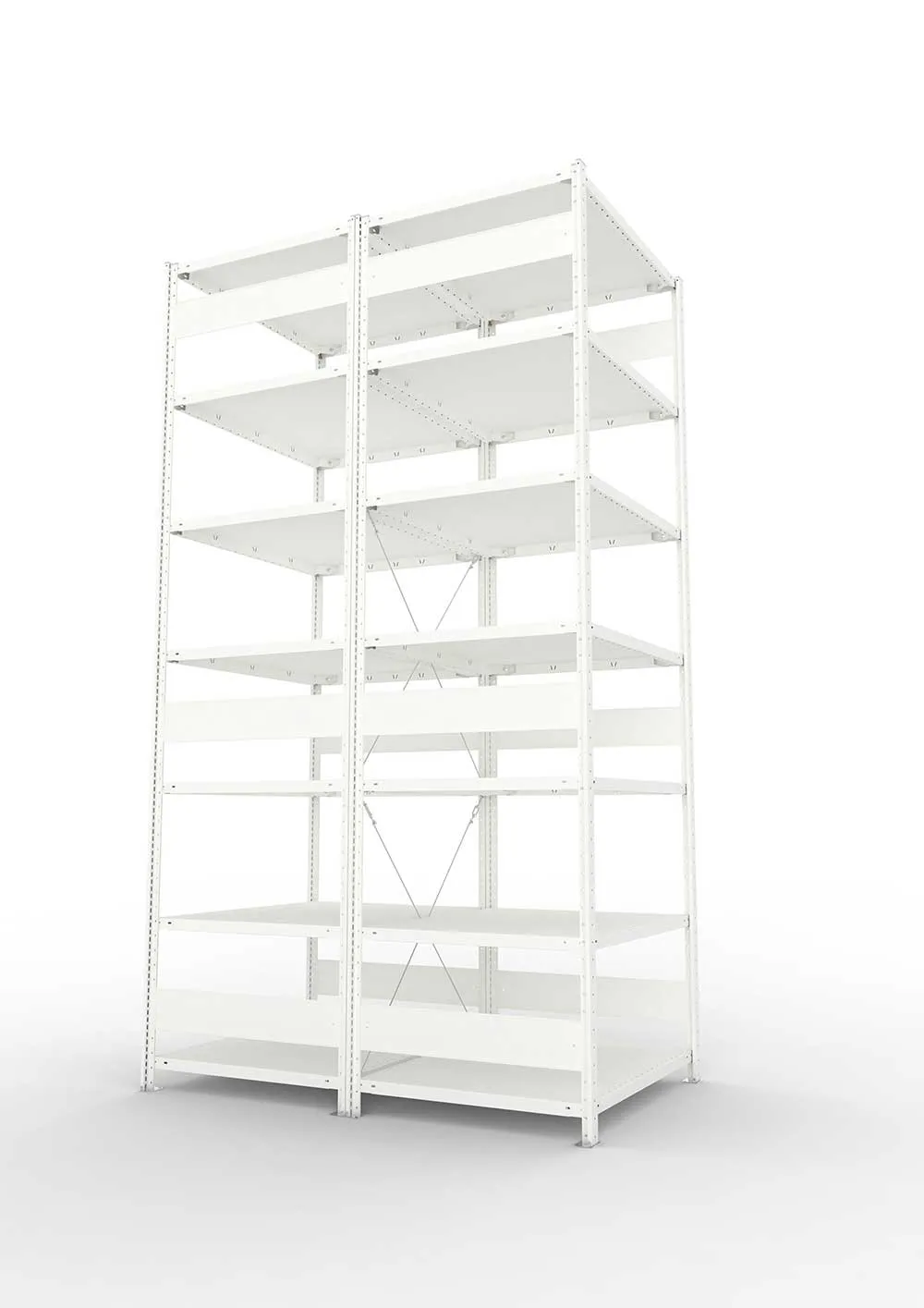 Metallregal Pro-Max Stecksystem Doppelgrundregal – 300×100×80 cm, 230 kg, RAL 7035