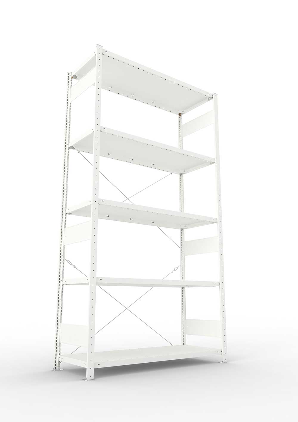 Metallregal Pro-Max Stecksystem Grundregal – 250×130×50 cm, 230 kg, RAL 7035, 5 Böden