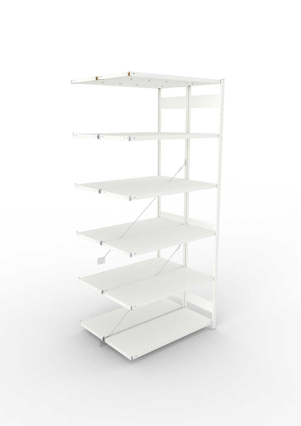 Metallregal Pro-Max Stecksystem Doppelanbauregal – 300×130×50 cm, 230 kg, RAL 7035