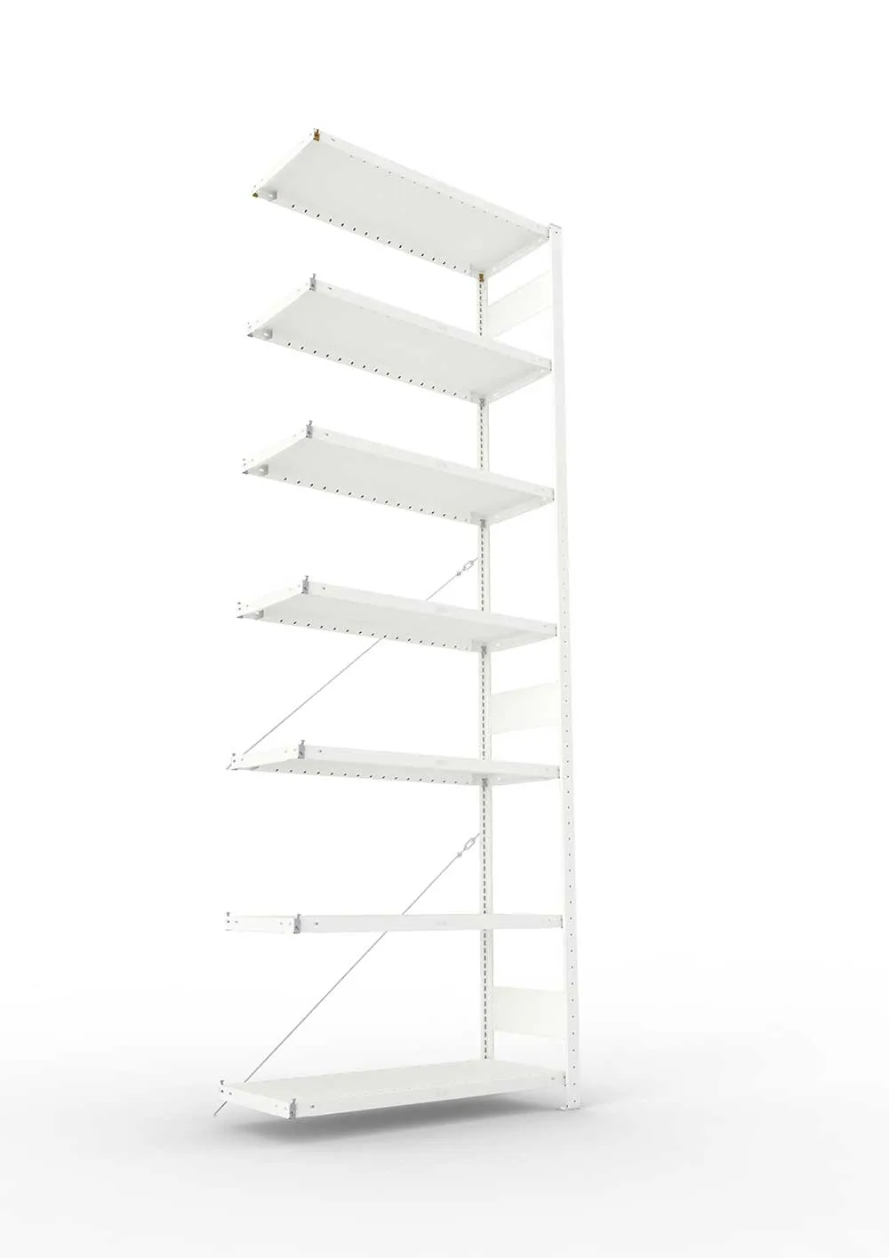 Metallregal Pro-Max Stecksystem Anbauregal – 300×100×40 cm, 230 kg, RAL 7035, 7 Böden