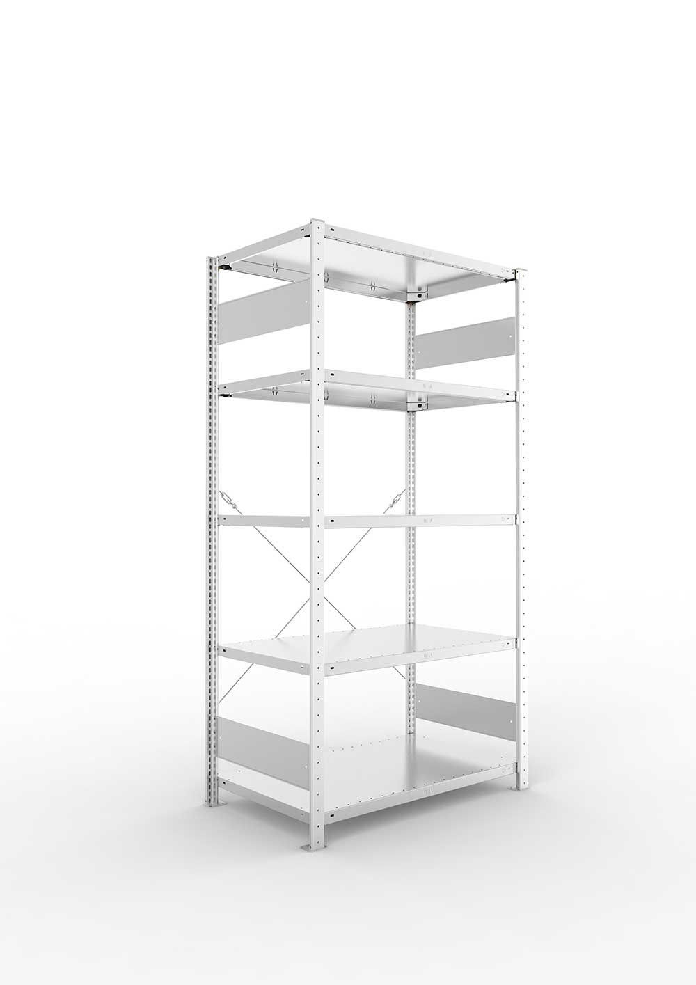 Metallregal Pro-Flex Stecksystem Grundregal – 200×100×60 cm, 150 kg, verzinkt, 5 Böden