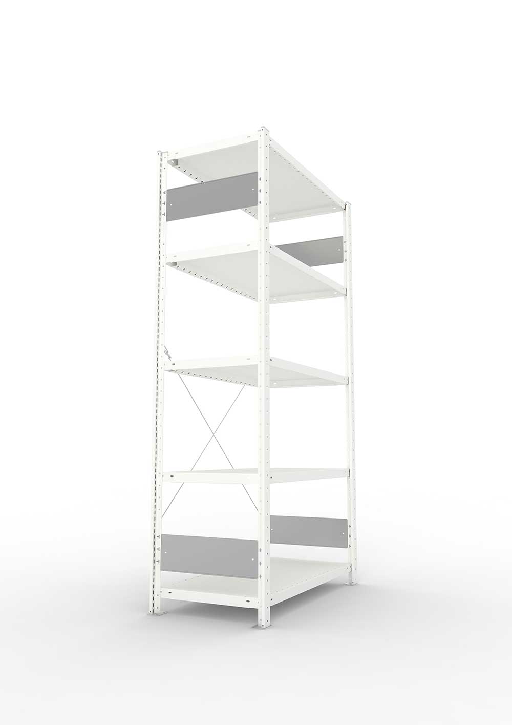 Metallregal Pro-Flex Stecksystem Grundregal – 200×100×50 cm, 230 kg, RAL 7035, 5 Böden