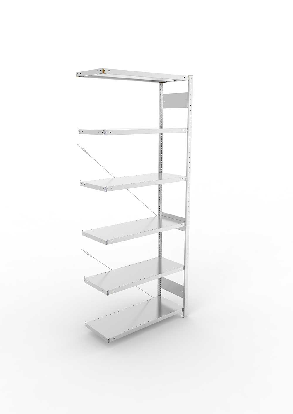 Metallregal Pro-Max Stecksystem Anbauregal – 250×100×40 cm, 330 kg, verzinkt, 6 Böden