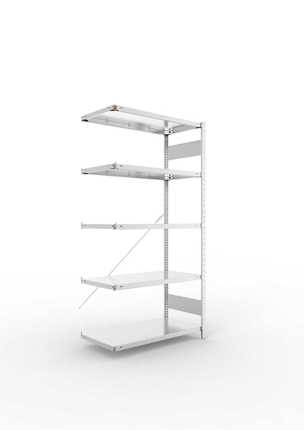 Metallregal Pro-Max Stecksystem Anbauregal – 200×100×50 cm, 150 kg, verzinkt, 5 Böden