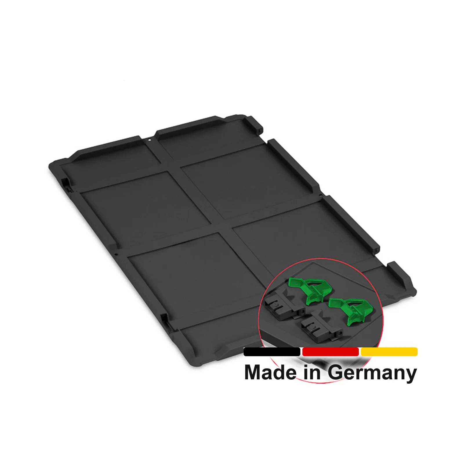 Scharnierdeckel Set 600 x 400 für Eurobox NextGen 2.0 Cycle - Anthrazit - inkl. 2 grüne Schiebeschnappverschlüsse