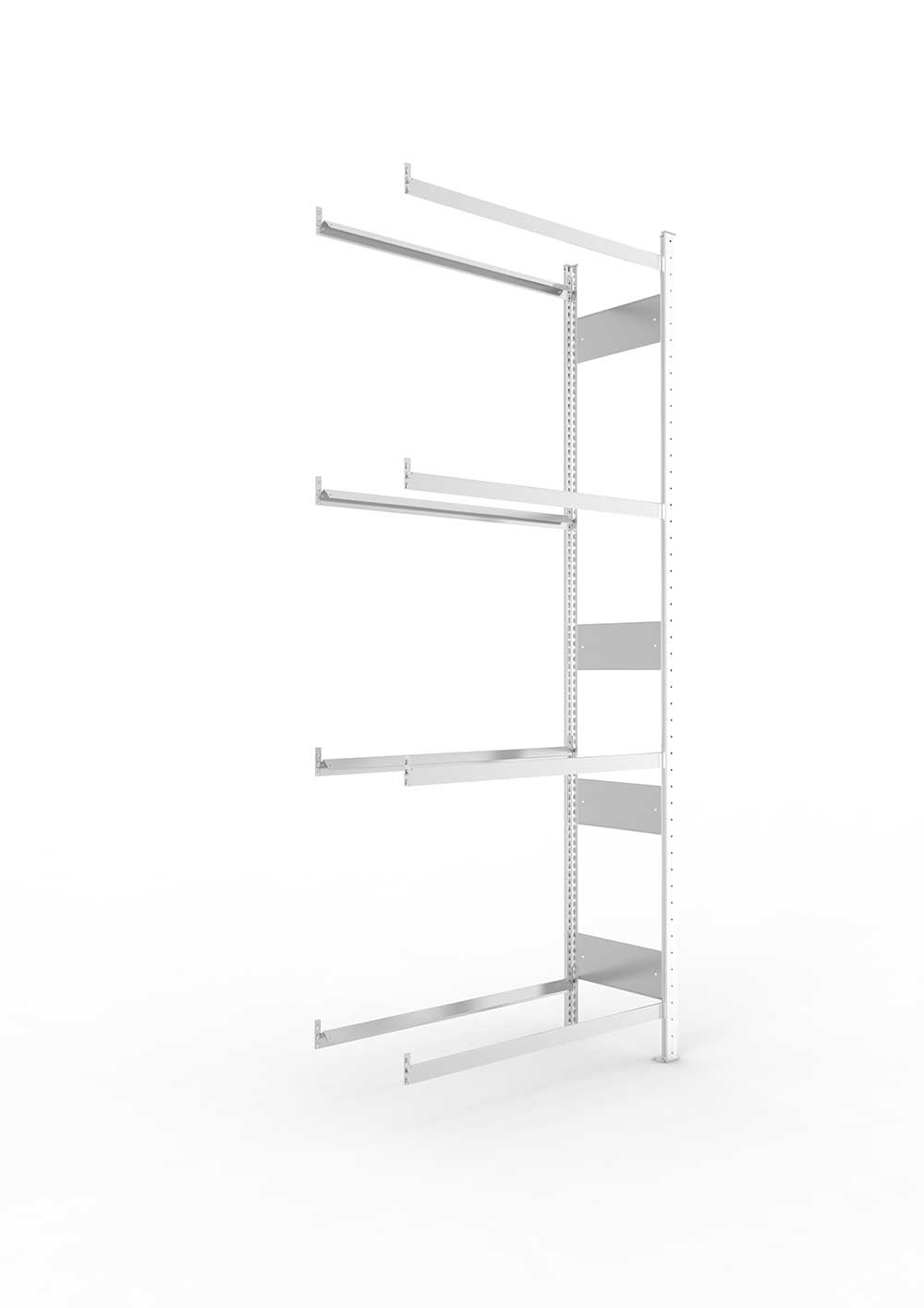 Reifenregal 250×100 cm – 4 Ebenen, Anbauregal, verzinkt