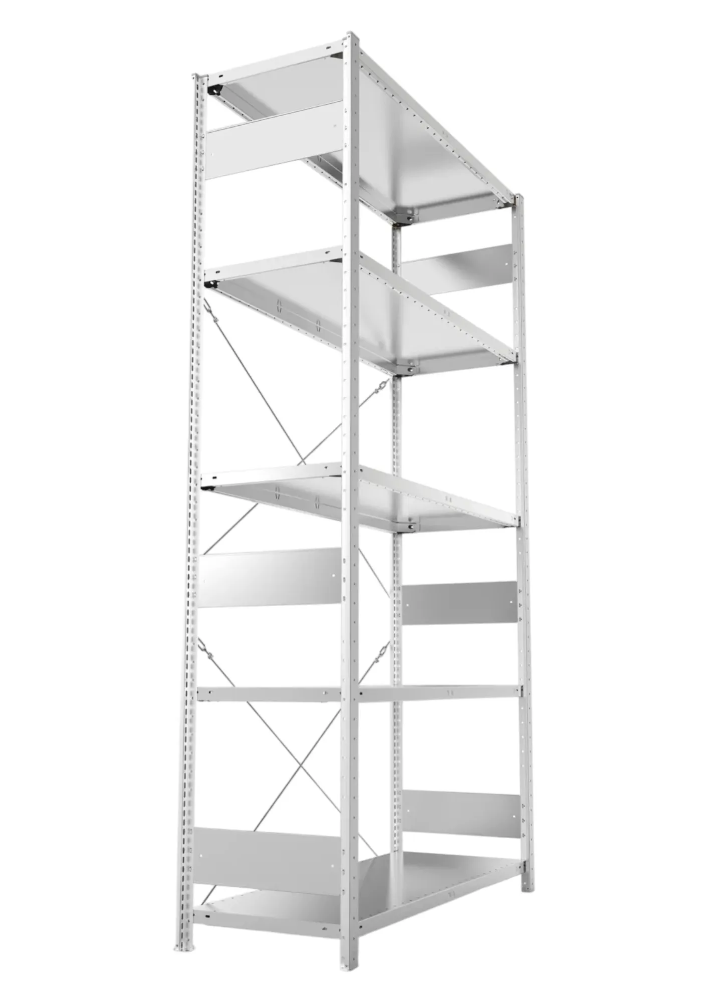 Metallregal Pro-Flex Stecksystem Grundregal – 250×130×50 cm, 230 kg, verzinkt, 5 Böden