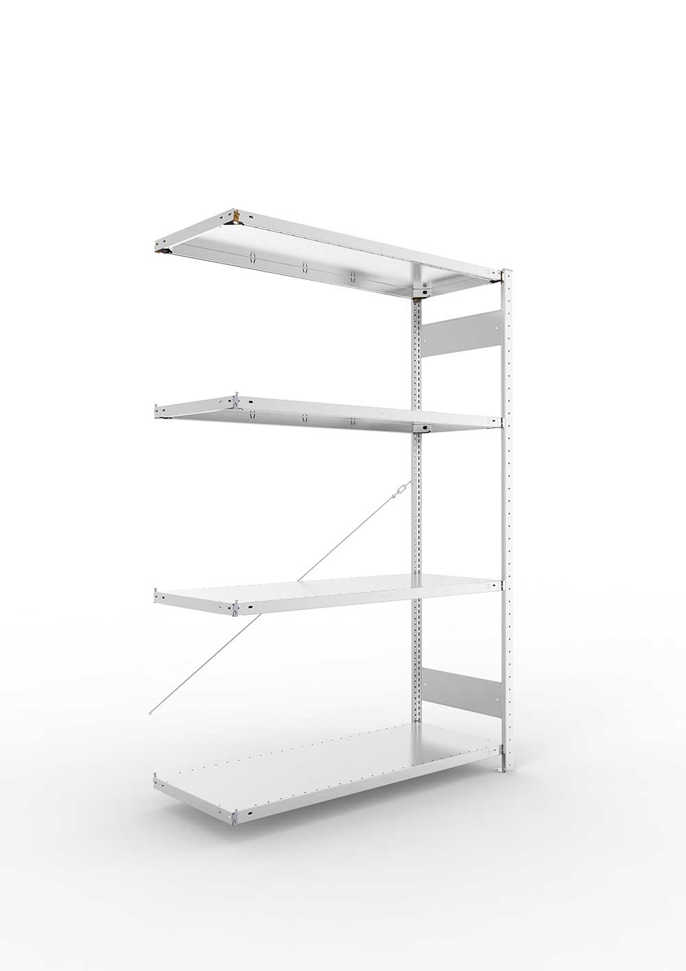 Metallregal Pro-Max Stecksystem Anbauregal – 200×130×50 cm, 230 kg, verzinkt, 4 Böden