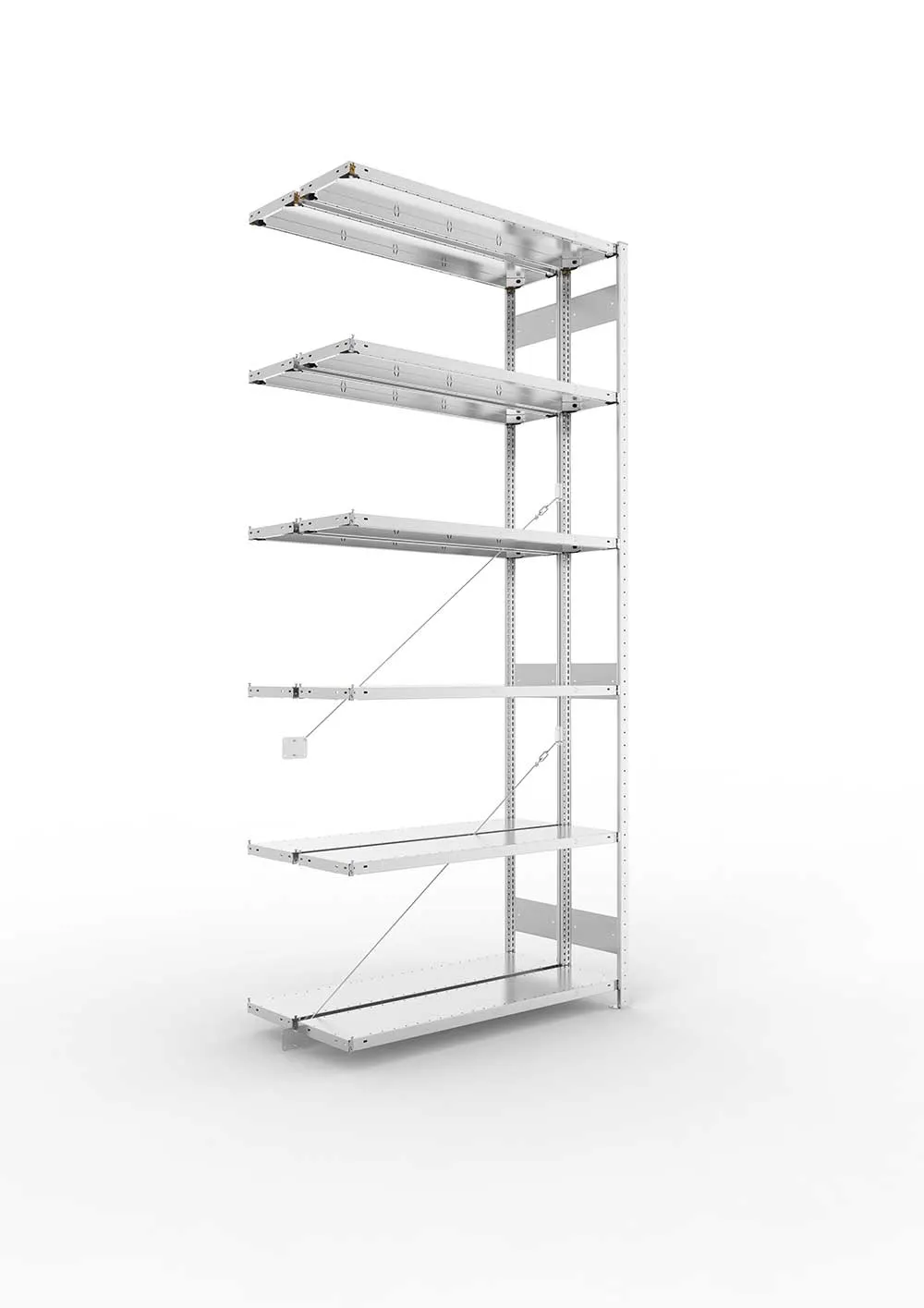 Metallregal Pro-Max Stecksystem Doppelanbauregal – 300×130×30 cm, 230 kg, verzinkt