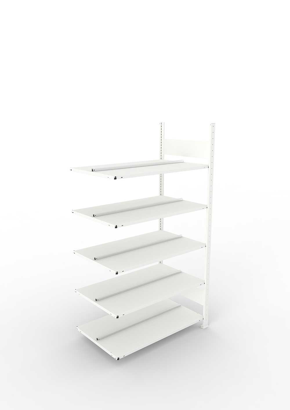 Büroregal Pro-Max Stecksystem Anbauregal – 185×100×60 cm, RAL 7035, doppelseitig