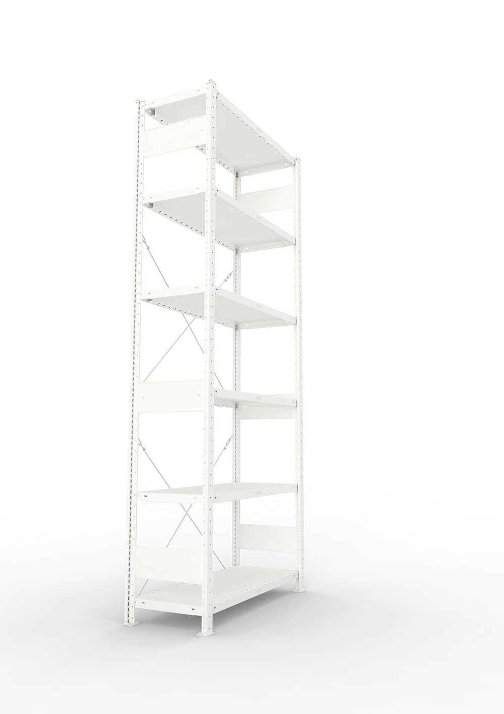 Metallregal Pro-Max Stecksystem Grundregal – 250×100×40 cm, 230 kg, RAL 7035, 6 Böden
