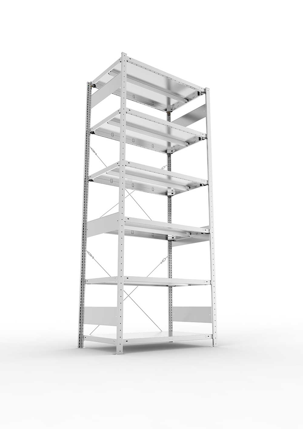 Metallregal Pro-Max Stecksystem Grundregal – 250×100×60 cm, 330 kg, verzinkt, 6 Böden