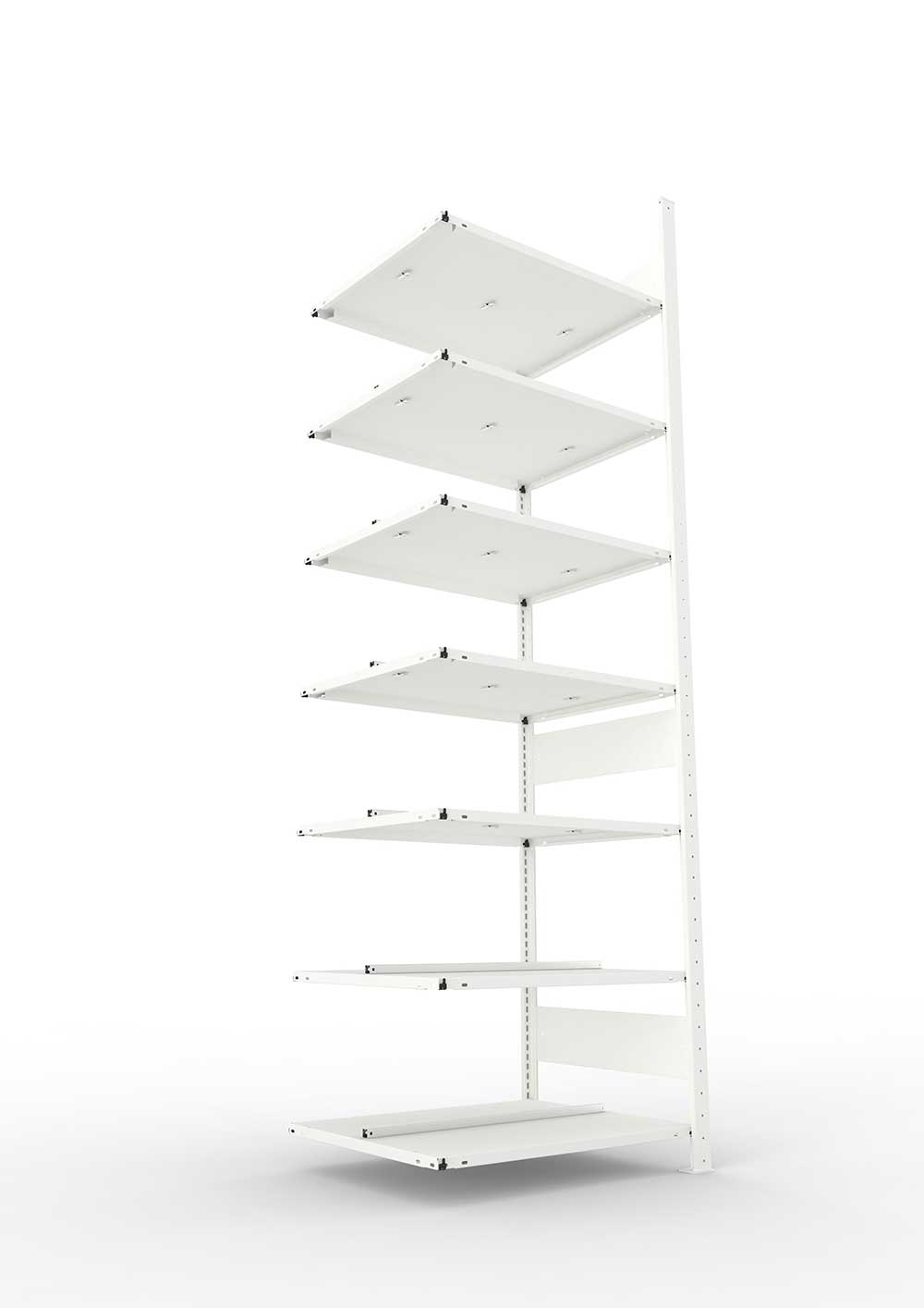 Büroregal Pro-Max Stecksystem Anbauregal – 250×75×60 cm, RAL 7035, doppelseitig