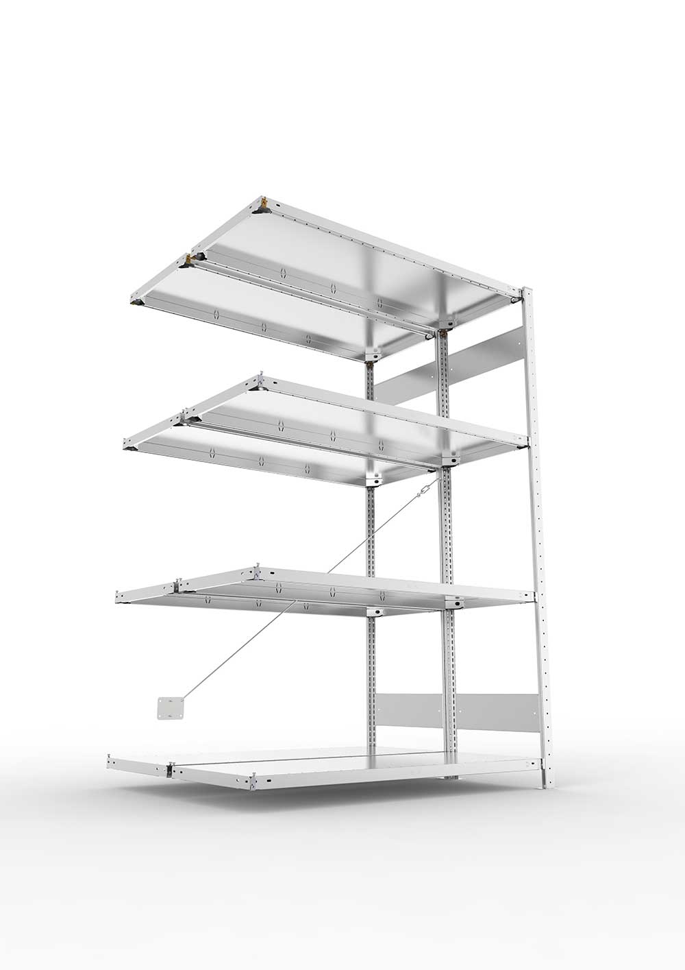 Metallregal Pro-Max Stecksystem Doppelanbauregal – 200×130×50 cm, 230 kg, verzinkt