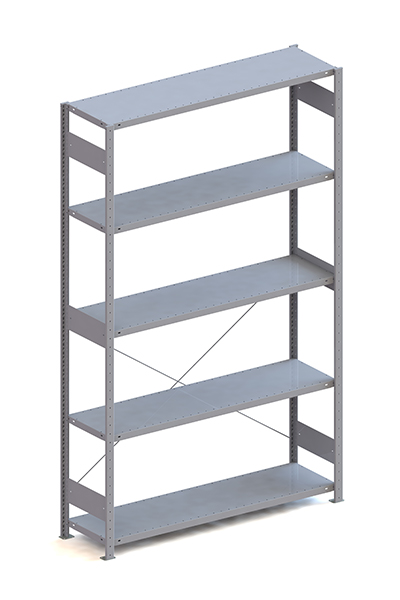 Metallregal Pro-Max Stecksystem Grundregal – 250×150×40 cm, 200 kg, RAL 7035, 5 Böden