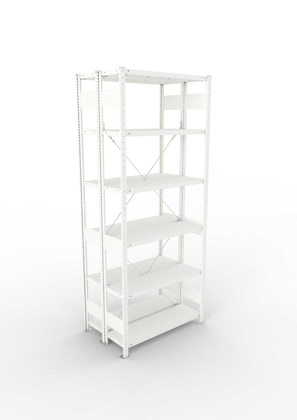 Metallregal Pro-Max Stecksystem Doppelgrundregal – 250×100×30 cm, 150 kg, RAL 7035