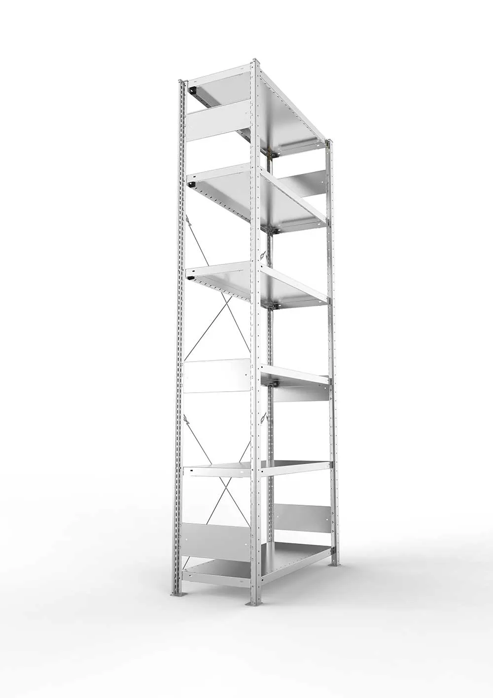 Metallregal Pro-Flex Stecksystem Grundregal – 250×100×40 cm, 230 kg, verzinkt, 6 Böden