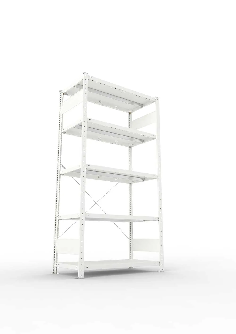Metallregal Pro-Max Stecksystem Grundregal – 200×100×50 cm, 330 kg, RAL 7035, 5 Böden