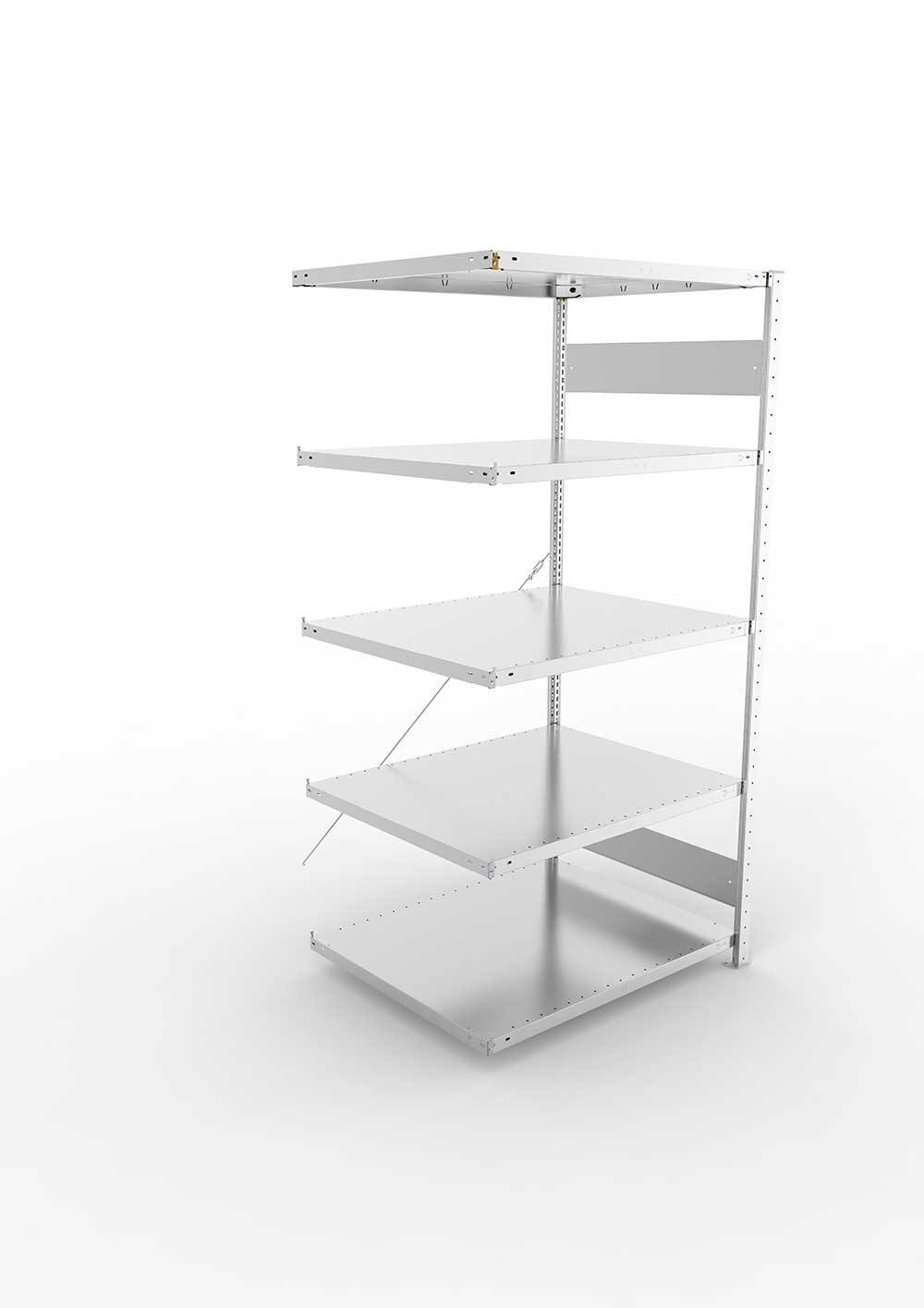 Metallregal Pro-Flex Stecksystem Anbauregal – 200×100×80 cm, 230 kg, verzinkt, 5 Böden