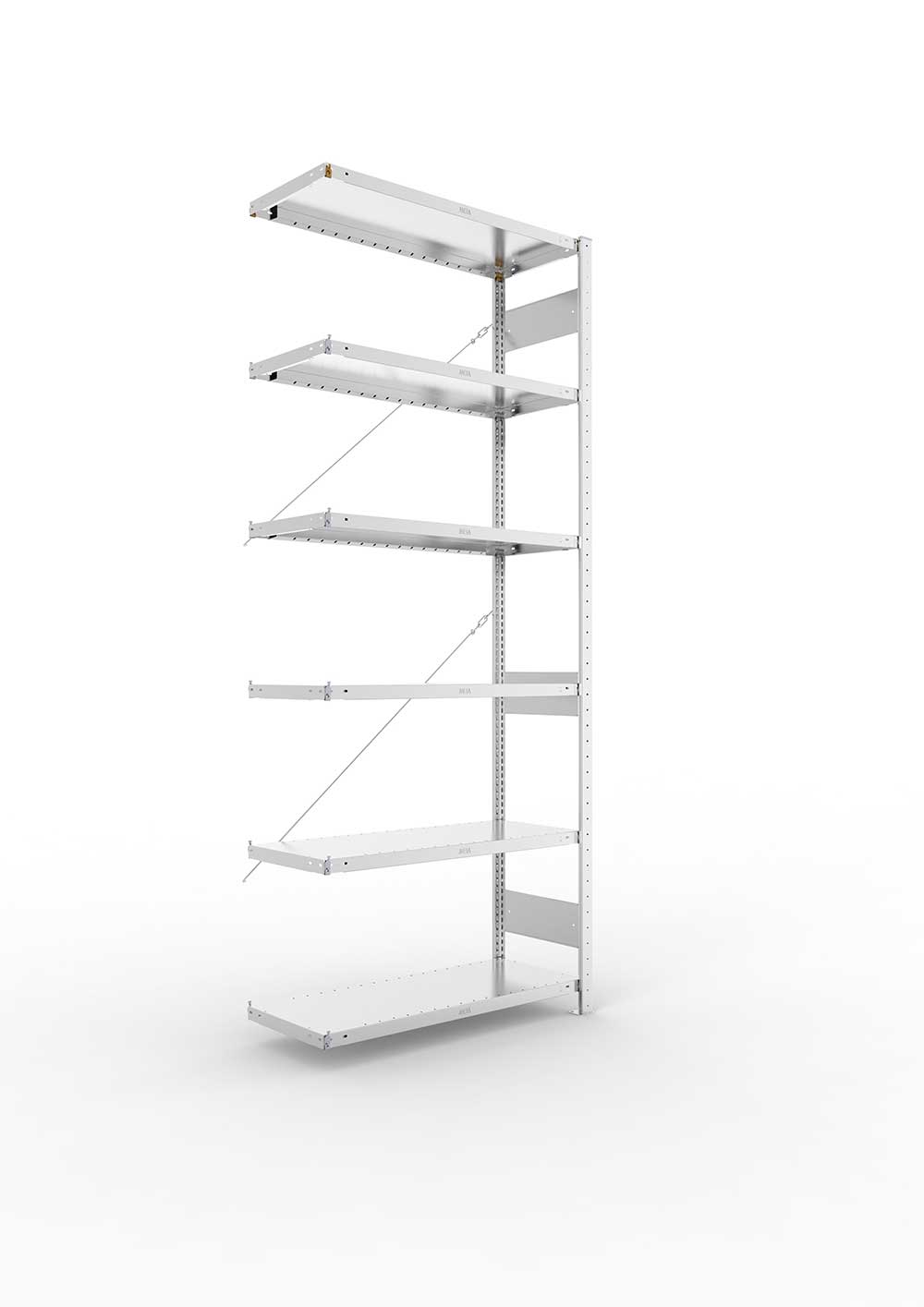 Metallregal Pro-Max Stecksystem Anbauregal – 250×100×40 cm, 230 kg, verzinkt, 6 Böden