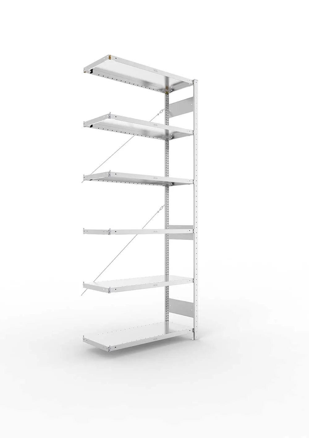 Metallregal Pro-Max Stecksystem Anbauregal – 250×100×40 cm, 230 kg, verzinkt, 6 Böden