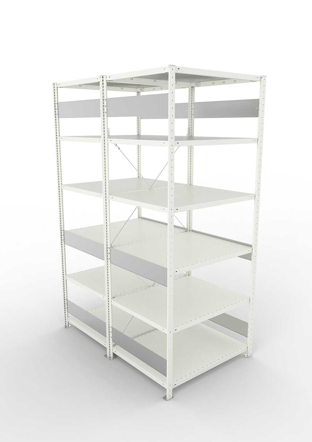 Metallregal Pro-Flex Stecksystem Doppelgrundregal – 250×100×80 cm, 230 kg, RAL 7035