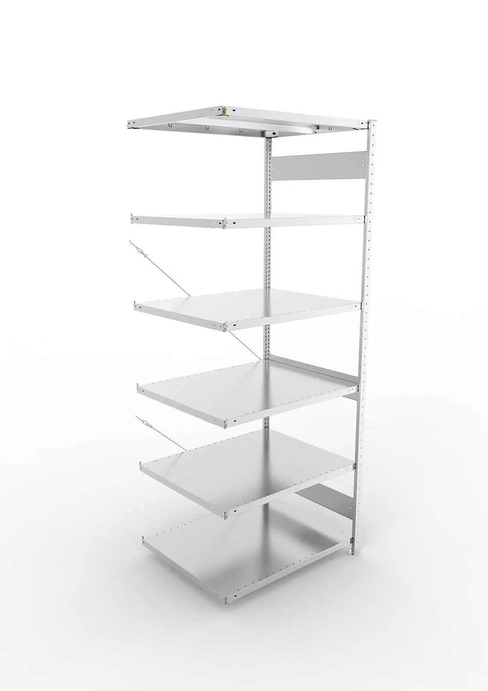 Metallregal Pro-Max Stecksystem Anbauregal – 250×100×80 cm, 330 kg, verzinkt, 6 Böden