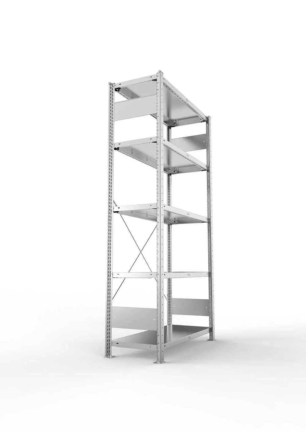 Metallregal Pro-Max Stecksystem Grundregal – 200×100×40 cm, 150 kg, verzinkt, 5 Böden