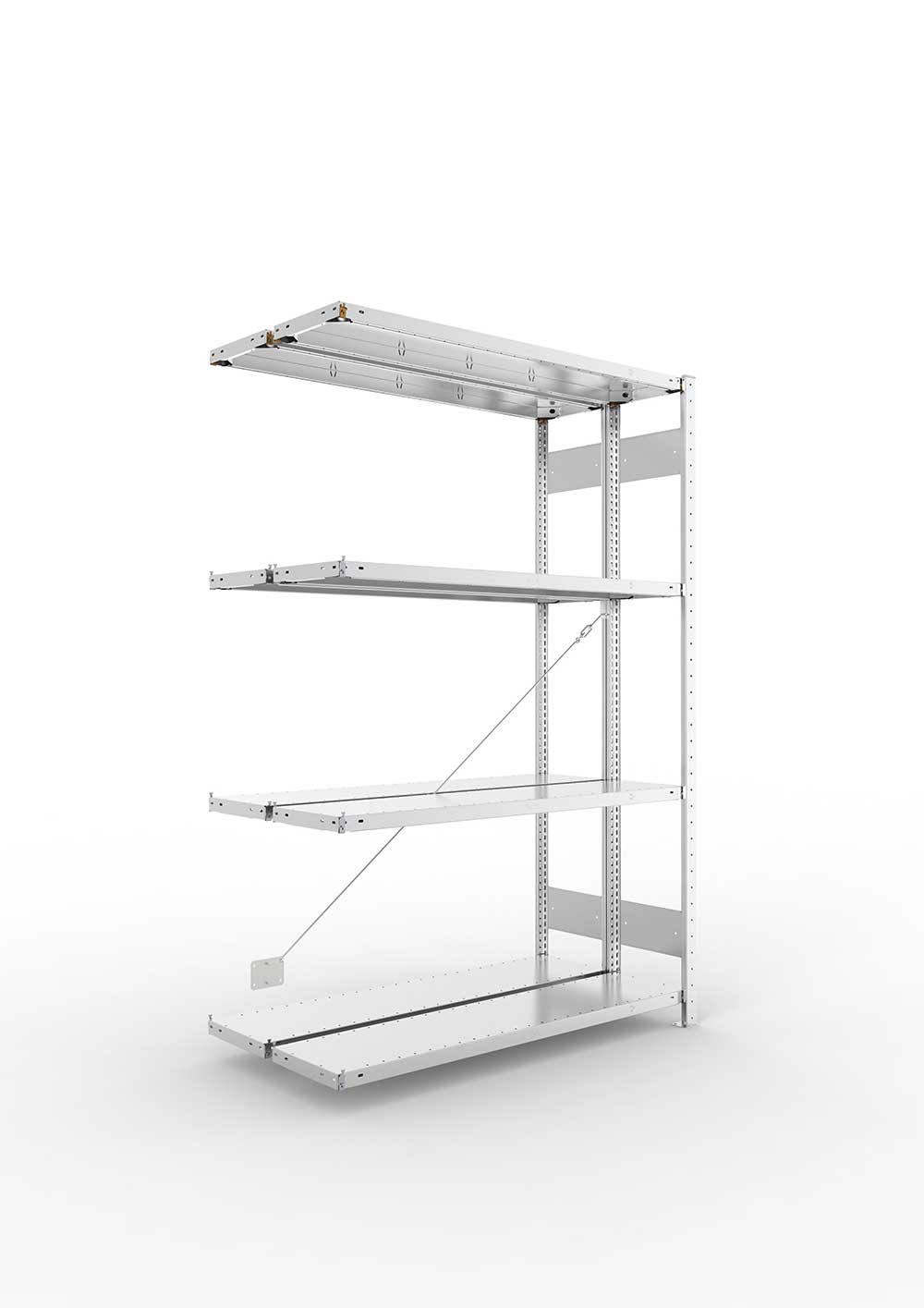 Metallregal Pro-Max Stecksystem Doppelanbauregal – 200×130×30 cm, 230 kg, verzinkt