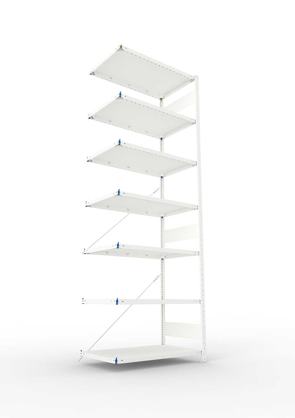 Metallregal Pro-Max Stecksystem Anbauregal – 300×100×60 cm, 150 kg, RAL 7035, 7 Böden