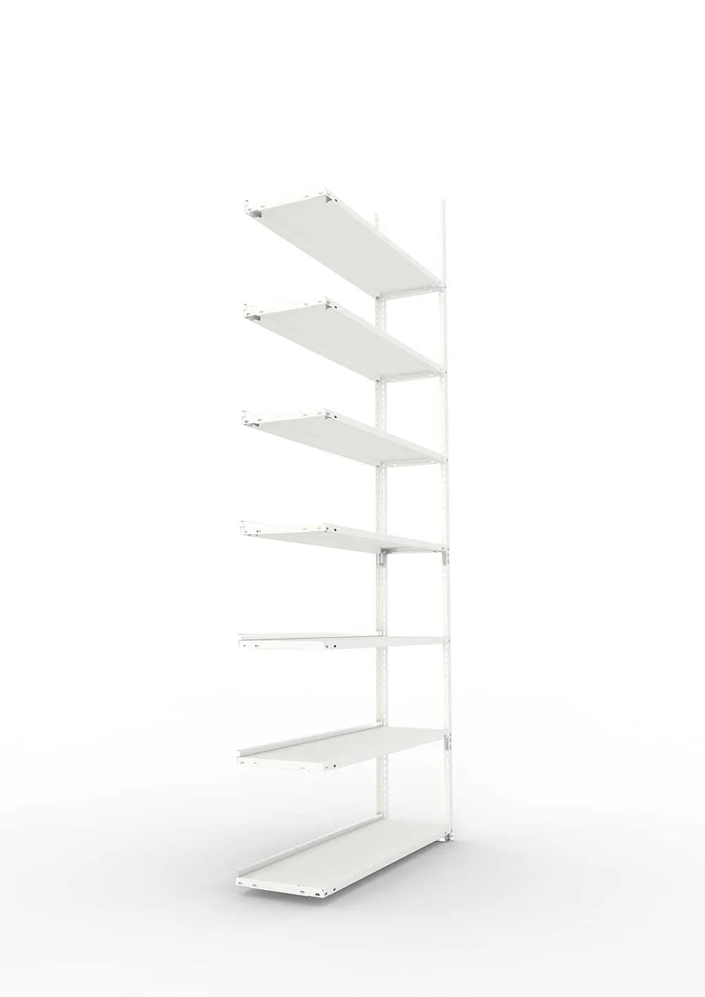 Büroregal Pro Schraubsystem Anbauregal – 250×100×30 cm, RAL 7035, einseitig