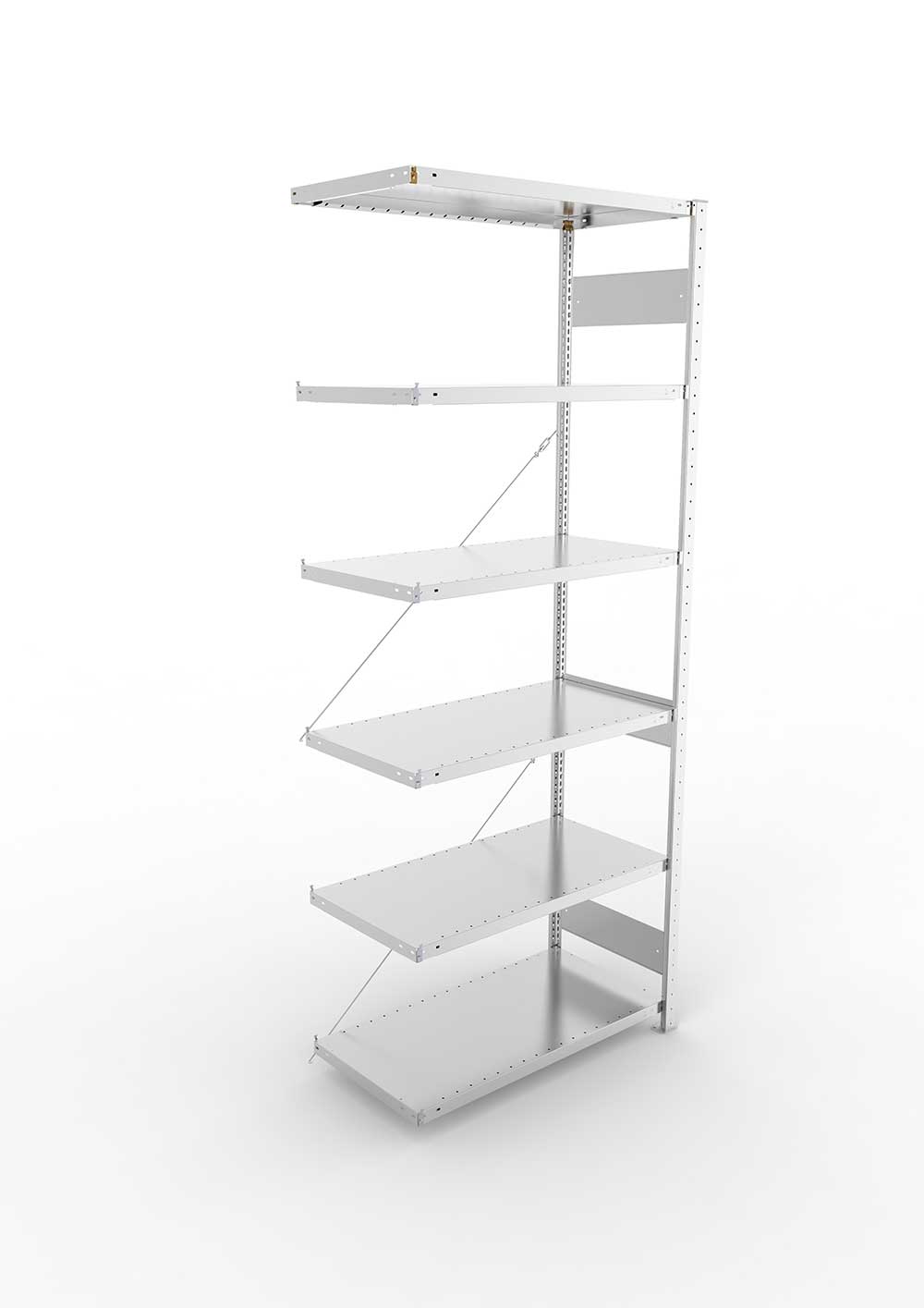 Metallregal Pro-Flex Stecksystem Anbauregal – 250×100×50 cm, 230 kg, verzinkt, 6 Böden