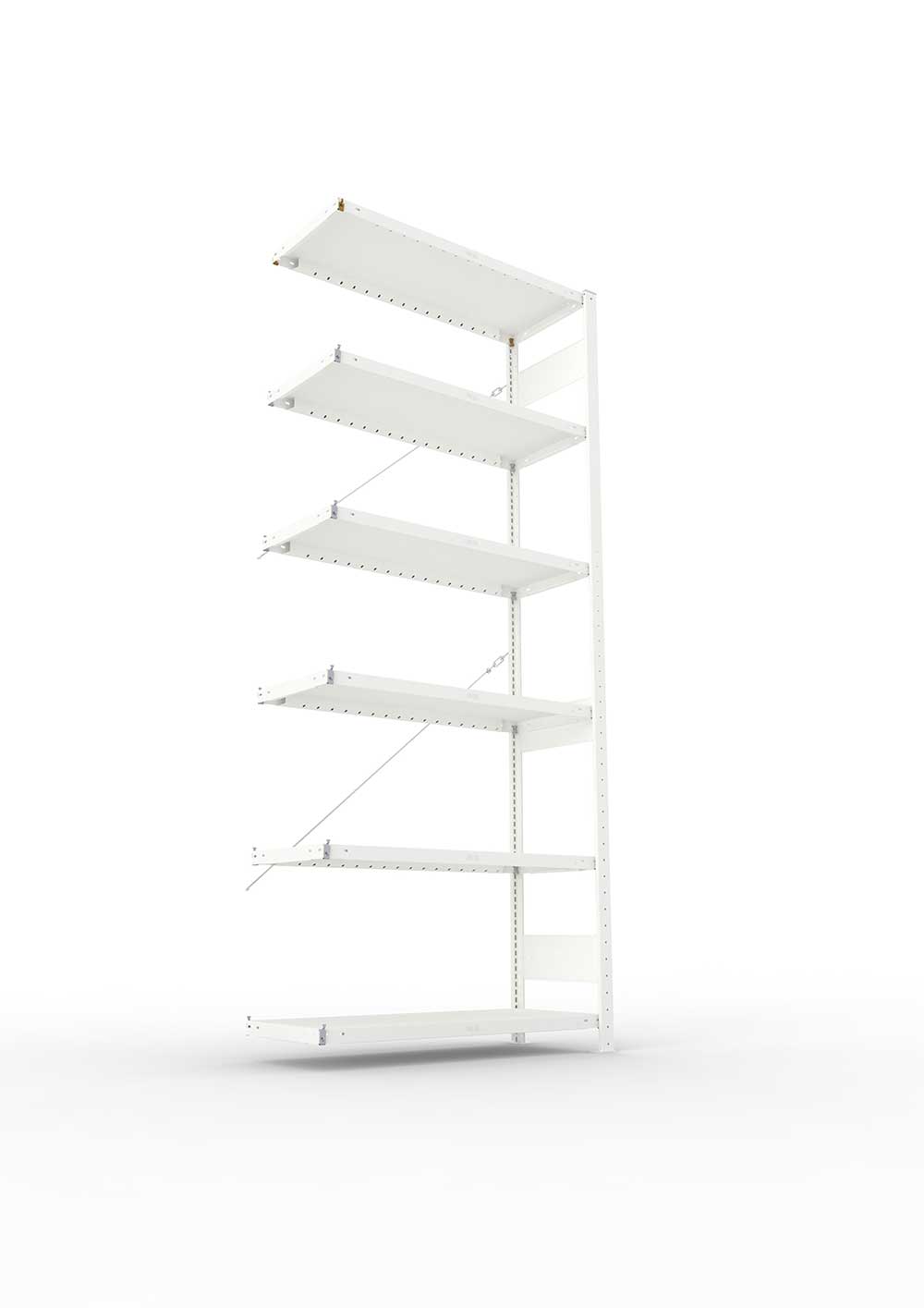 Metallregal Pro-Max Stecksystem Anbauregal – 250×100×40 cm, 230 kg, RAL 7035, 6 Böden