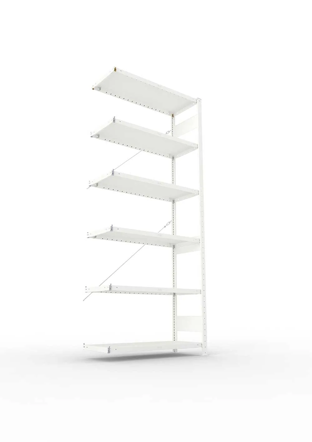 Metallregal Pro-Max Stecksystem Anbauregal – 250×100×40 cm, 230 kg, RAL 7035, 6 Böden