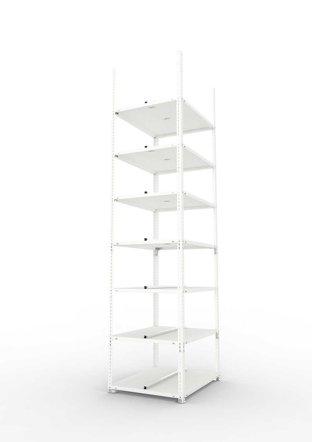 Büroregal Pro Schraubsystem Grundregal – 250×75×60 cm, RAL 7035, doppelseitig