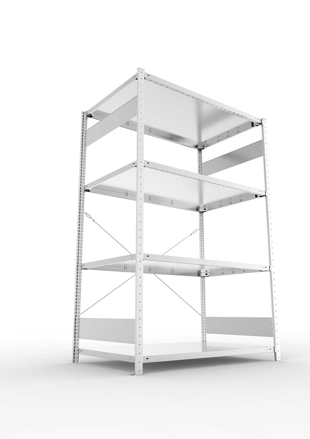 Metallregal Pro-Flex Stecksystem Grundregal – 200×130×80 cm, 230 kg, verzinkt, 4 Böden