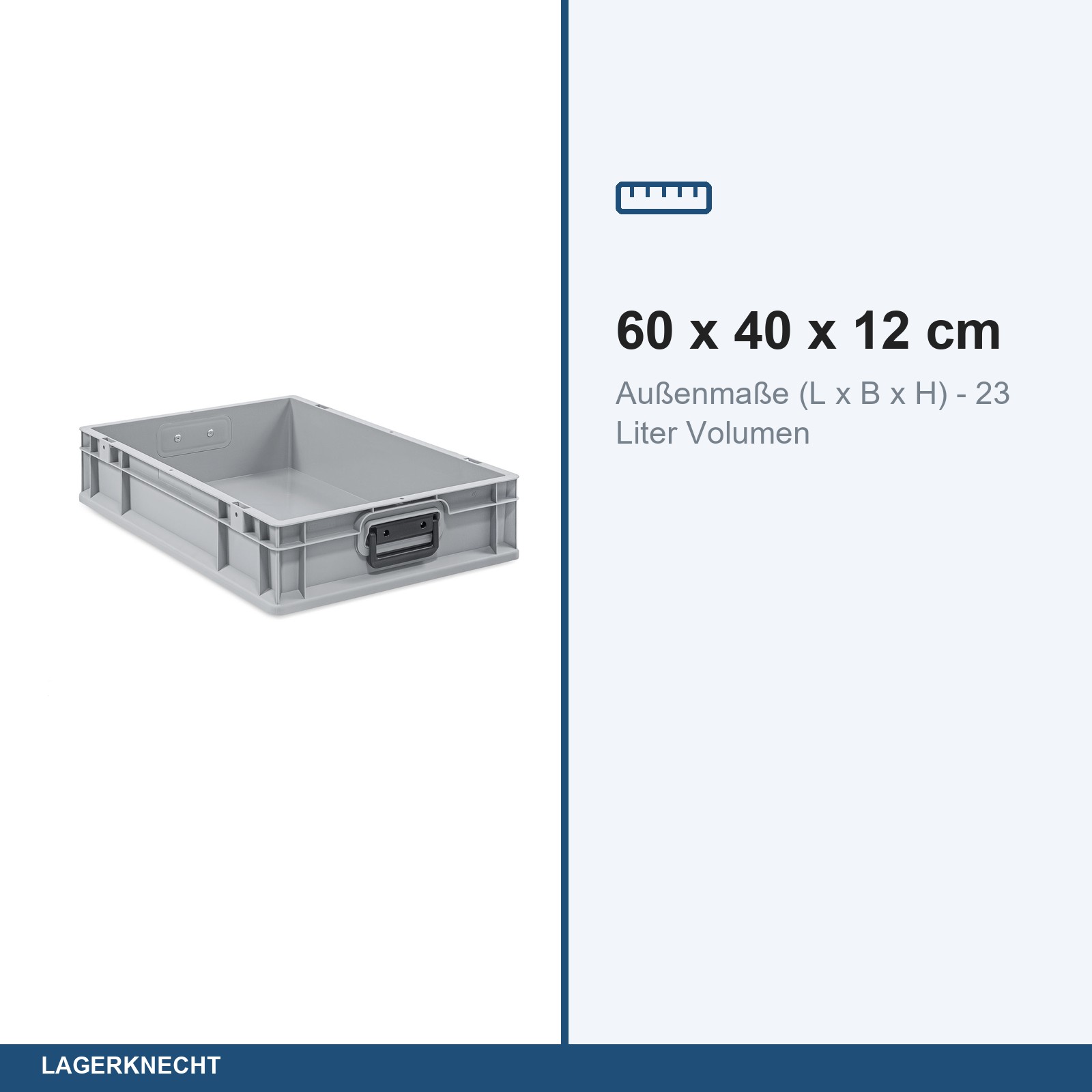 Eurobox 60x40x12 cm mit Scharnierdeckel, NextGen Portable Duo