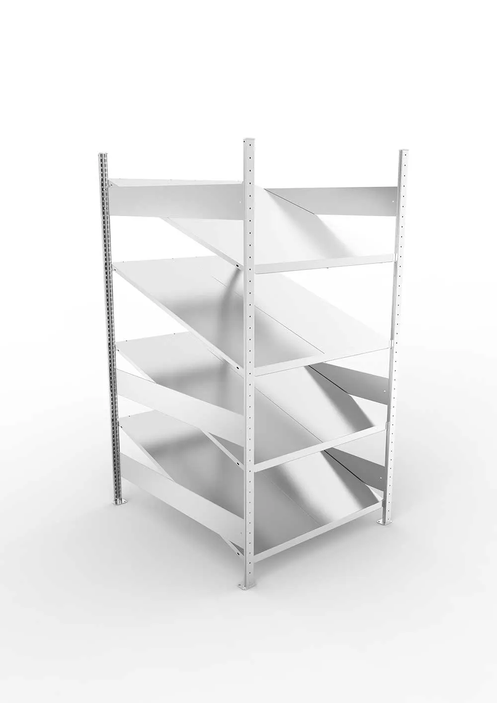 Metallregal Schrägbodenregal Metallregal S3 80 Grundregal für Regalsystem Metall 2000 x 1000 x 1228vzk kpl. mit 4 Fachebenen