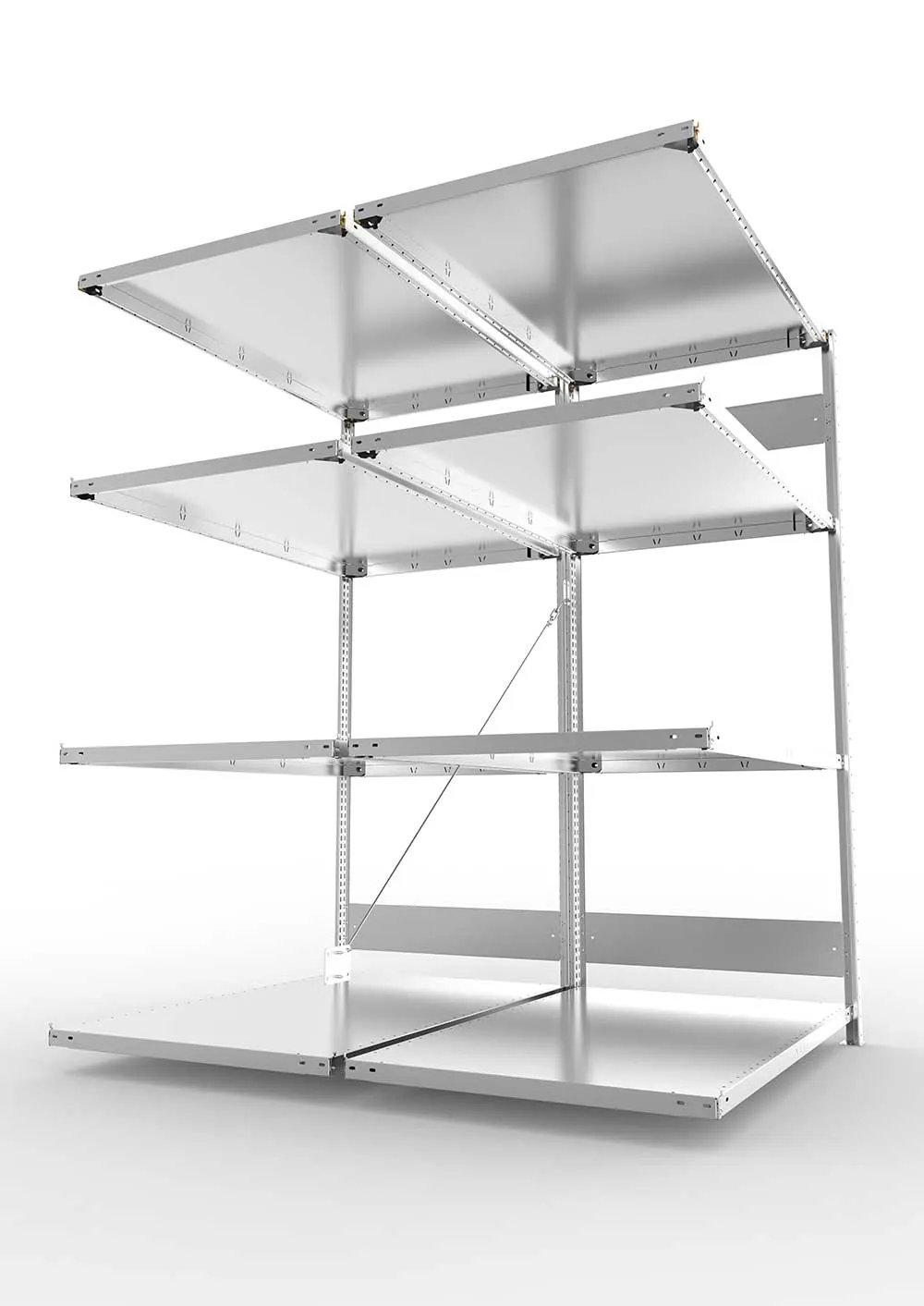 Metallregal Pro-Flex Stecksystem Doppelanbauregal – 200×130×80 cm, 230 kg, verzinkt