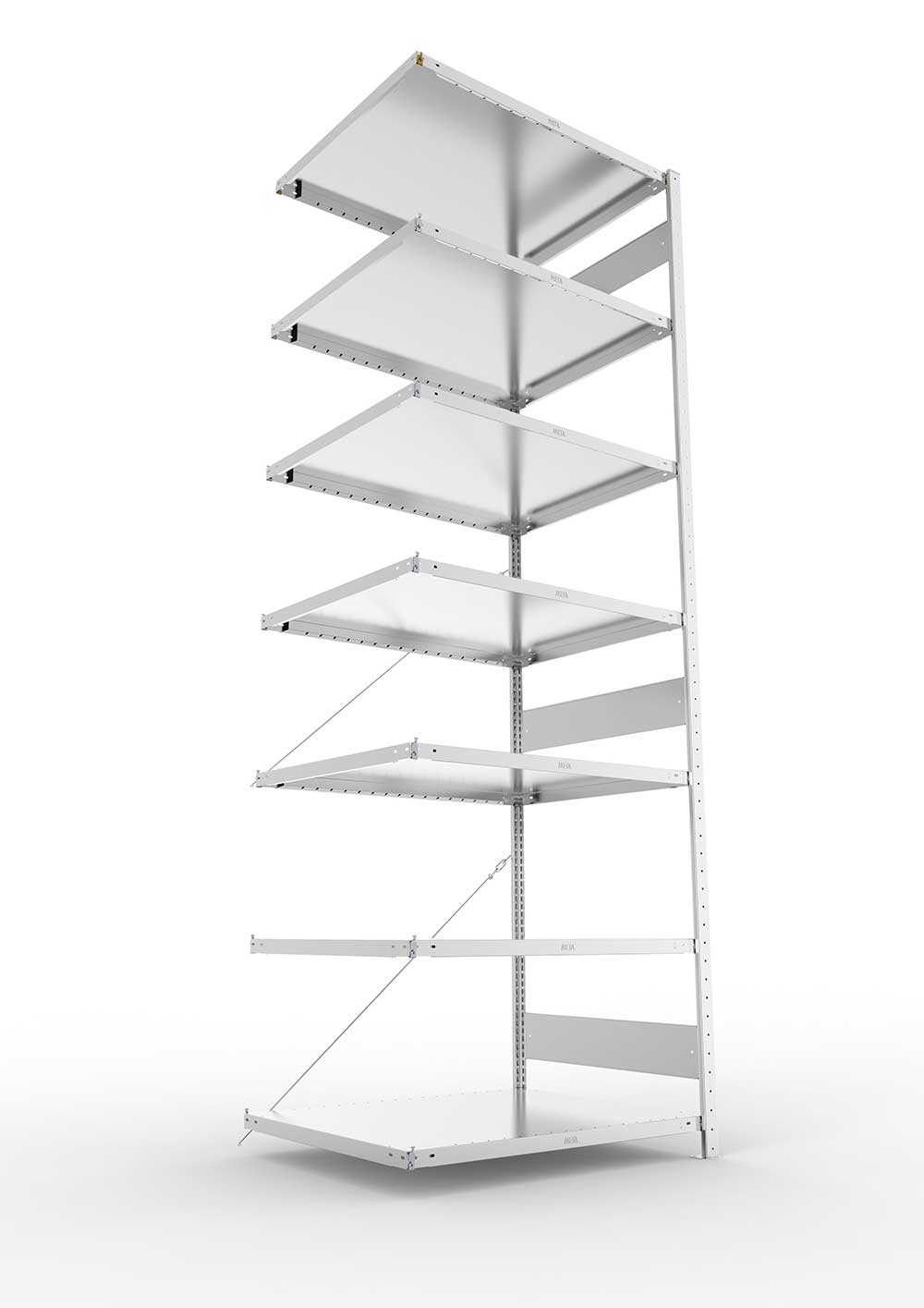 Metallregal Pro-Max Stecksystem Anbauregal – 300×100×80 cm, 230 kg, verzinkt, 7 Böden