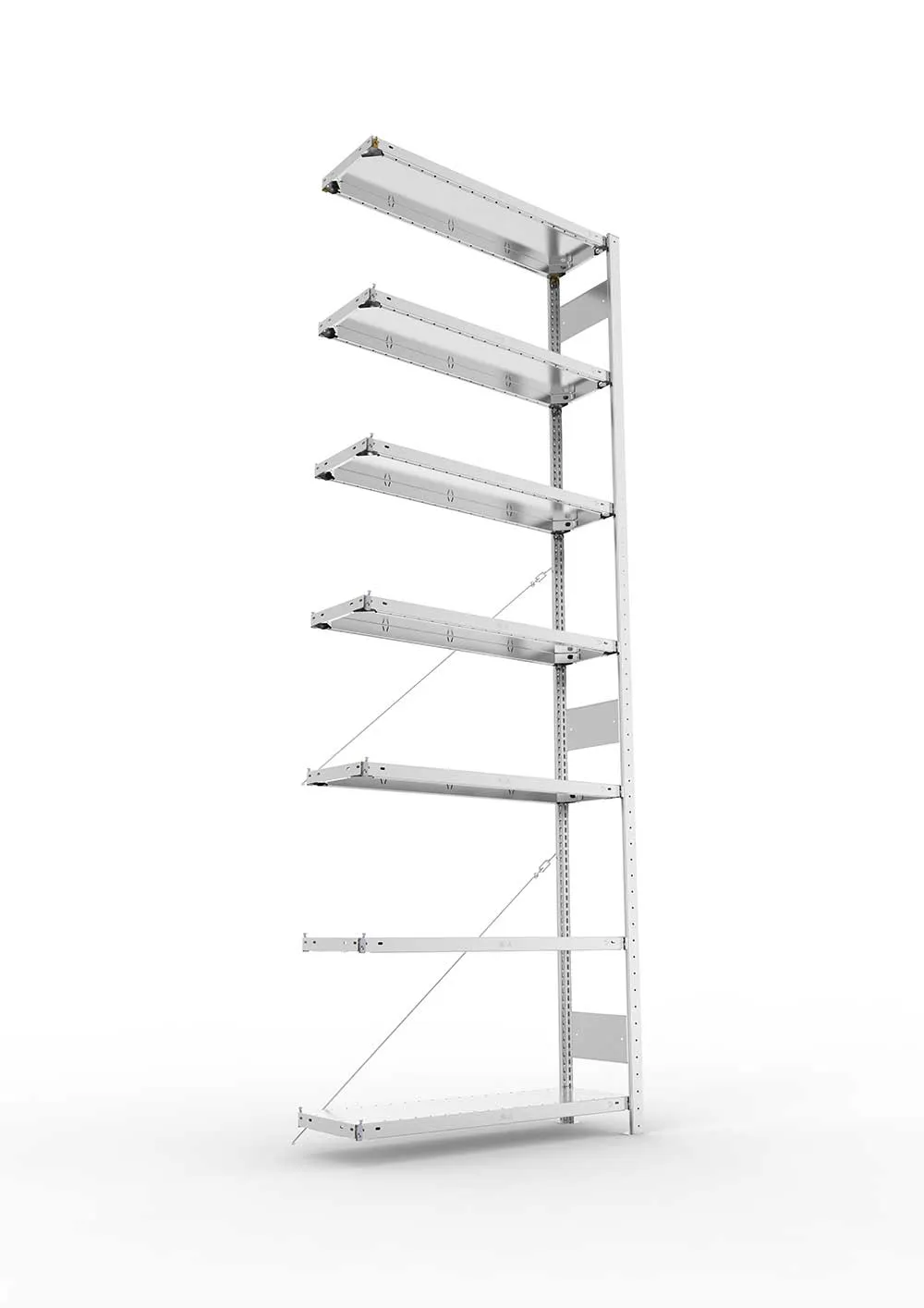 Metallregal Pro-Max Stecksystem Anbauregal – 300×100×30 cm, 150 kg, verzinkt, 7 Böden