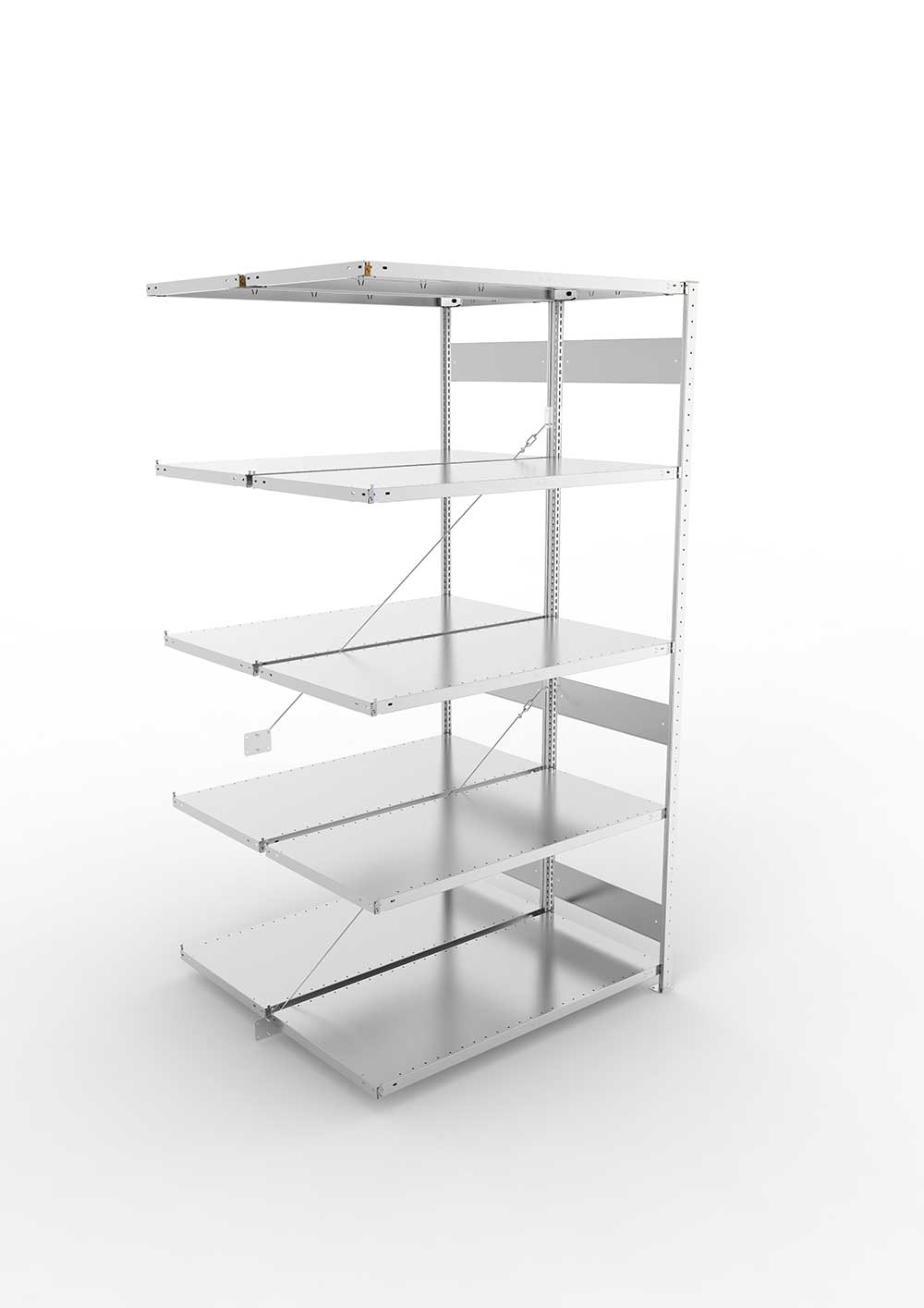 Metallregal Pro-Flex Stecksystem Doppelanbauregal – 250×130×60 cm, 230 kg, verzinkt
