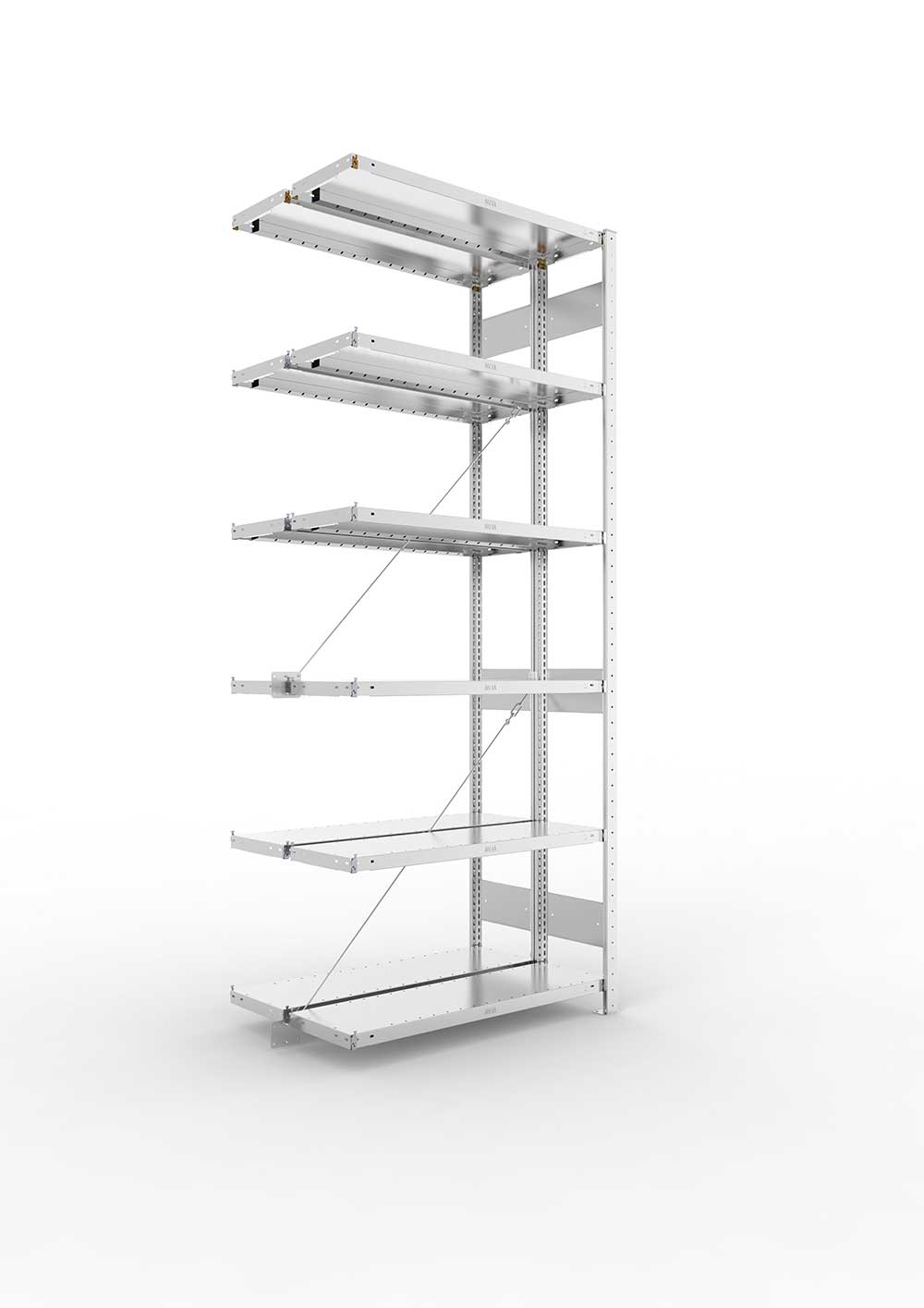 Metallregal Pro-Max Stecksystem Doppelanbauregal – 250×100×30 cm, 230 kg, verzinkt