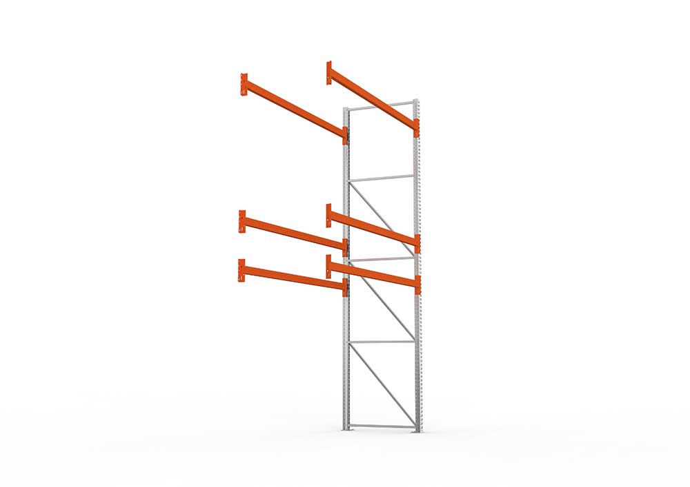 Palettenregal Anbaumodul – 440×278×110 cm, bis 500 kg, 3 Ebenen