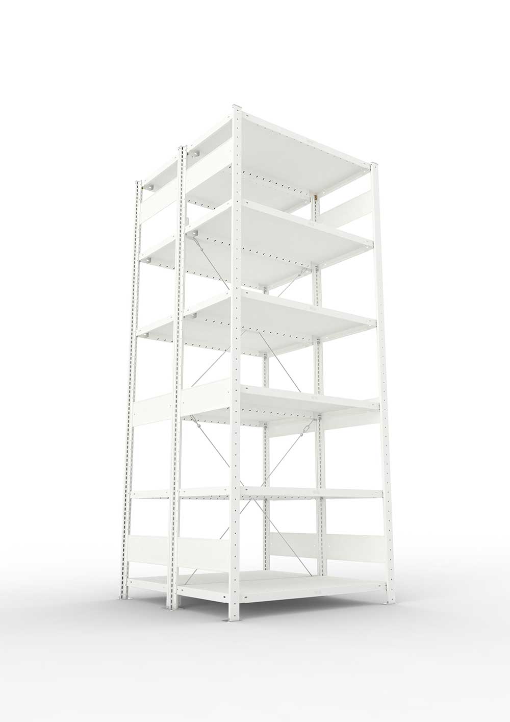 Metallregal Pro-Max Stecksystem Doppelgrundregal – 250×100×50 cm, 230 kg, RAL 7035