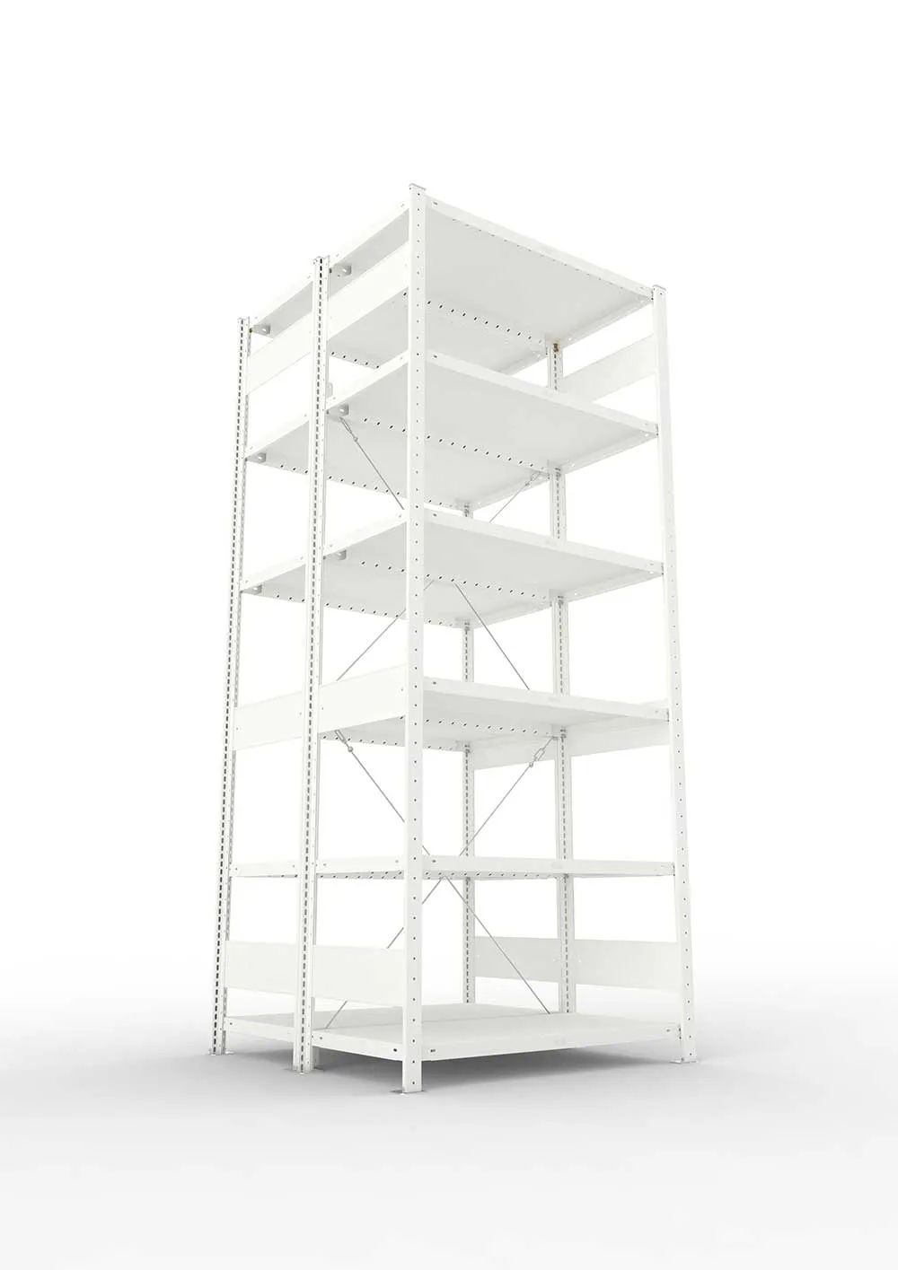 Metallregal Pro-Max Stecksystem Doppelgrundregal – 250×100×50 cm, 230 kg, RAL 7035